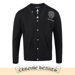 CHROME HEARTS 크롬하츠 실버 스티치 말굽 울 가디건