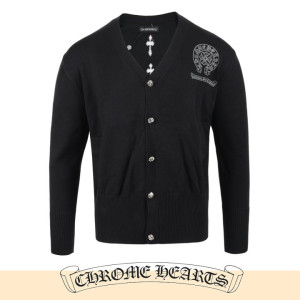 CHROME HEARTS 크롬하츠 실버 스티치 말굽 울 가디건