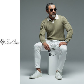 LOROPIANA 로로피아나 배색 카라 라인 니트 2COLOR