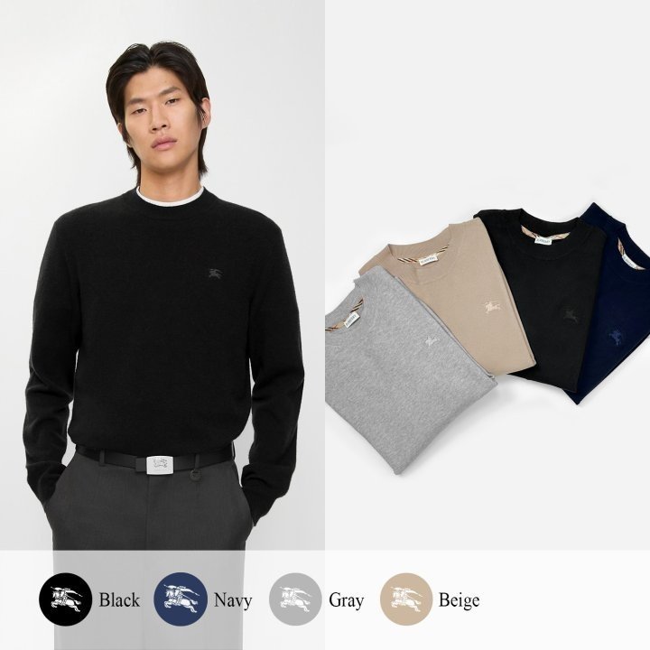 BURBERRY 버버리 기마 자수 크루넥 니트