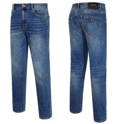 PRADA 프라다 메탈 삼각패치 중청캣 워싱진