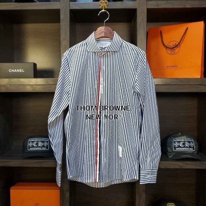 THOM BROWNE 톰브라운 클래식 라인 삼선 스트라이프 로인 셔츠