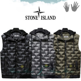 STONE ISLAND 스톤아일랜드 고주파 후드 패딩 베스트