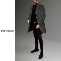 SAINT LAURENT 생로랑 베이직 다크 그레이 코트