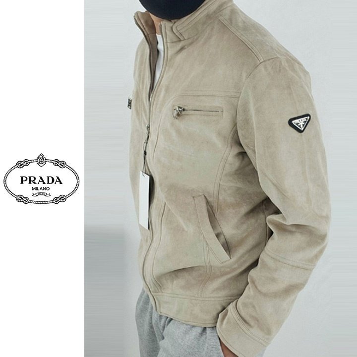 PRADA 프라다 로고 스웨이드 봄버 자켓 2COLOR