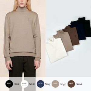 AMI 아미 드 꾀흐 까마이외 자수 터틀넥 니트