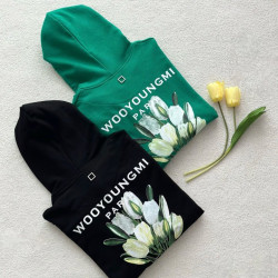 WOOYOUNGMI 우영미 튤립 플라워 백로고 후드 2COLOR