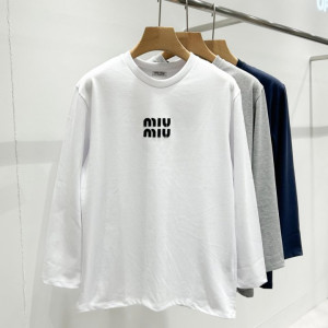 MIUMIU 미우미우 코튼 아플리케 로고 긴팔 2COLOR
