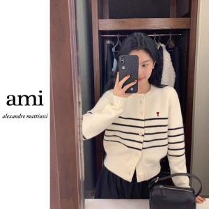 ●1월 판매 5위● AMI 아미 에이 하트 스트라이프 가디건 3COLOR