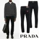 PRADA 프라다 클래식 레더 이니셜 레터링 융기모 블랙진