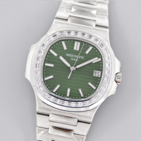 PATEK PHILIPPE 파텍필립 노틸러스 녹판 다이얼 다이아베젤 SS브레이슬릿 40mm 5711