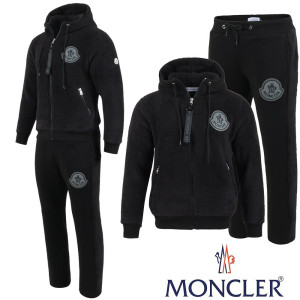 MONCLER 몽클레어 빅로고 양털 후드 집업 셋업 2COLOR