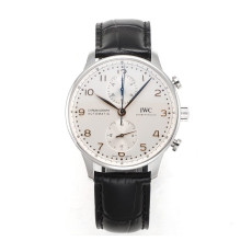 IWC 아이더블유씨 포르투기저 크로노그래프 화이트/로즈골드 다이얼 레더 스트랩 40mm IW371605