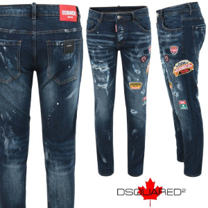 DSQUARED2 디스퀘어드2 멀티 패치 워싱 슬림 일자진