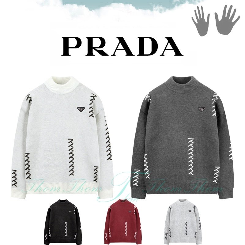 PRADA 프라다 멀티 포인트 반폴라 니트
