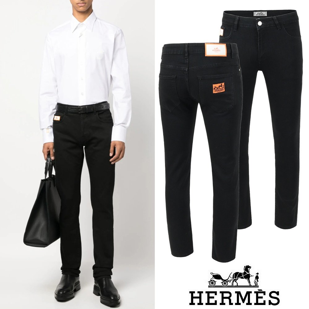 HERMES 에르메스 시그니처 사각로고 블랙 슬림진