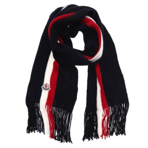 MONCLER 몽클레어 로고 패치 스트라이프 머플러