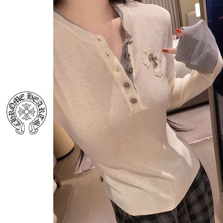 CHROME HEARTS 크롬하츠 스틸 패치 배색긴팔