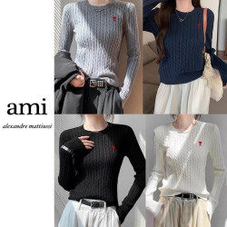 AMI 아미 에이하트 꽈배기 자수니트