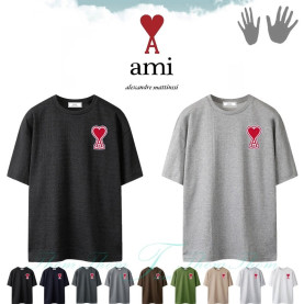 AMI 아미 레드 오버핏 라운드 반팔