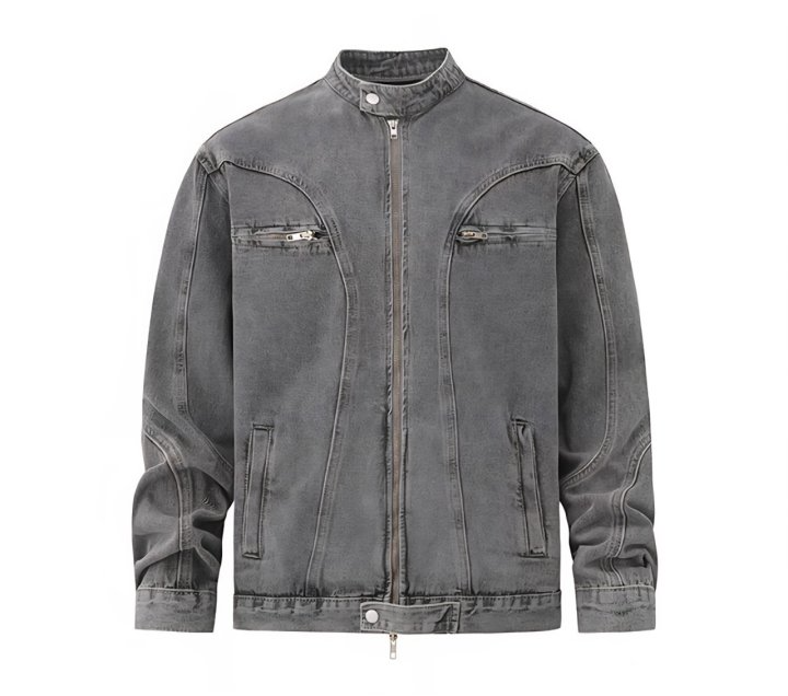 LOROPIANA 로로피아나 그레이 바이커 자켓