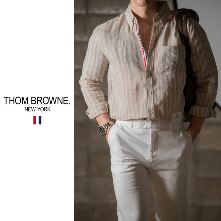 THOM BROWNE 톰브라운 기본형 린넨 셔츠