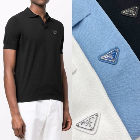 PRADA 프라다 오픈카라 니트반팔