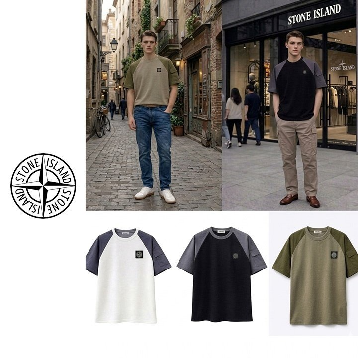 STONE ISLAND 스톤아일랜드 레글런 배색 포켓티