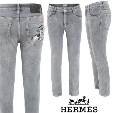 HERMES 에르메스 H 마차 자수 슬림 일자진