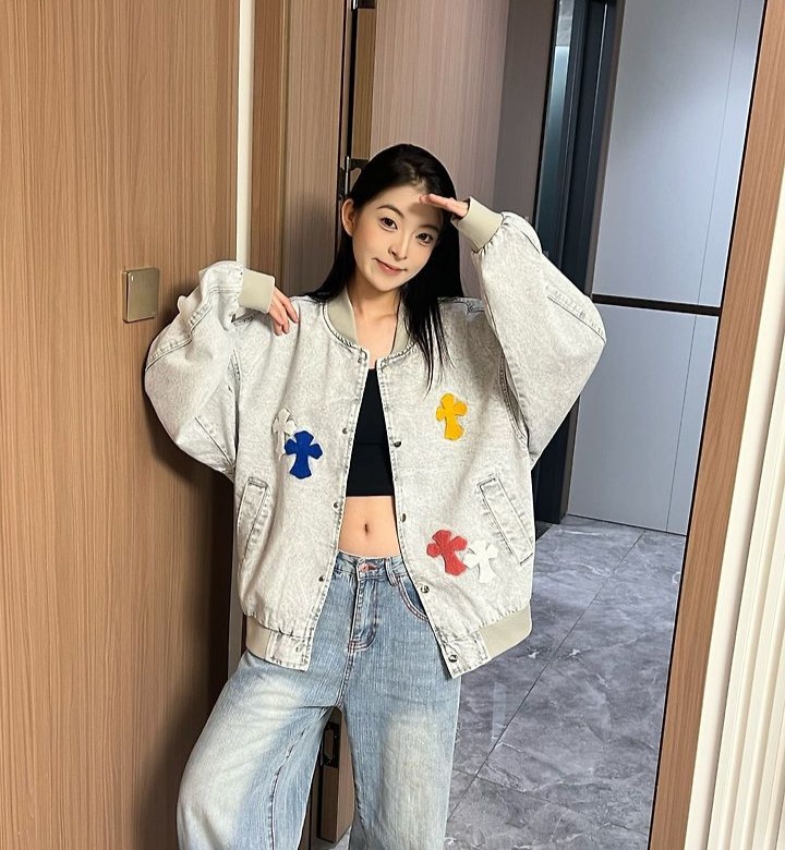 CHROME HEARTS 크롬하츠 1085 멀티 컬러 크로스 패치 데님 보머 자켓 2COLOR