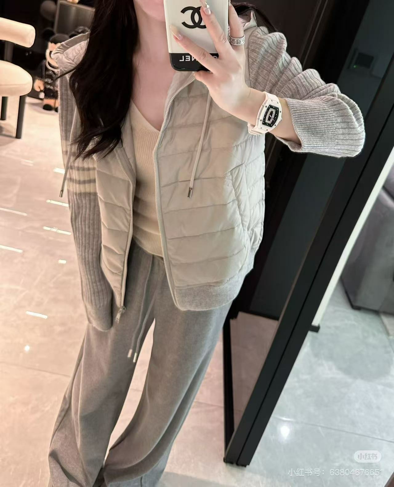 THOM BROWNE 톰브라운 니트 후드 패딩
