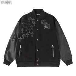CHROME HEARTS 크롬하츠 레터맨 크로스 패치 레더 바시티 자켓