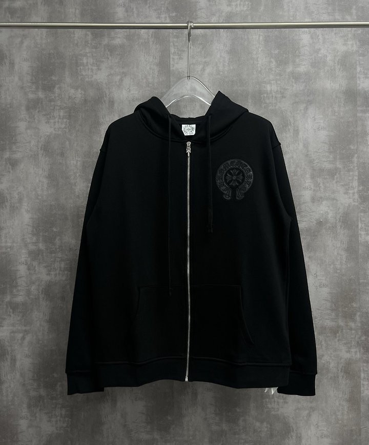 CHROME HEARTS 크롬하츠 홀스슈 레더 자수 집업 후드 자켓