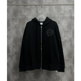 CHROME HEARTS 크롬하츠 홀스슈 레더 자수 집업 후드 자켓