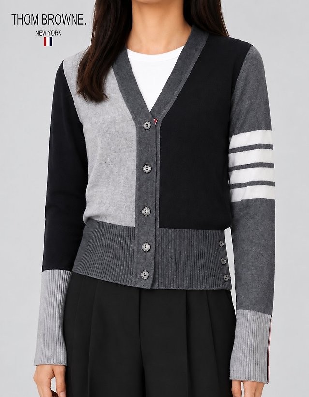 THOM BROWNE 톰브라운 사선 믹스 가디건