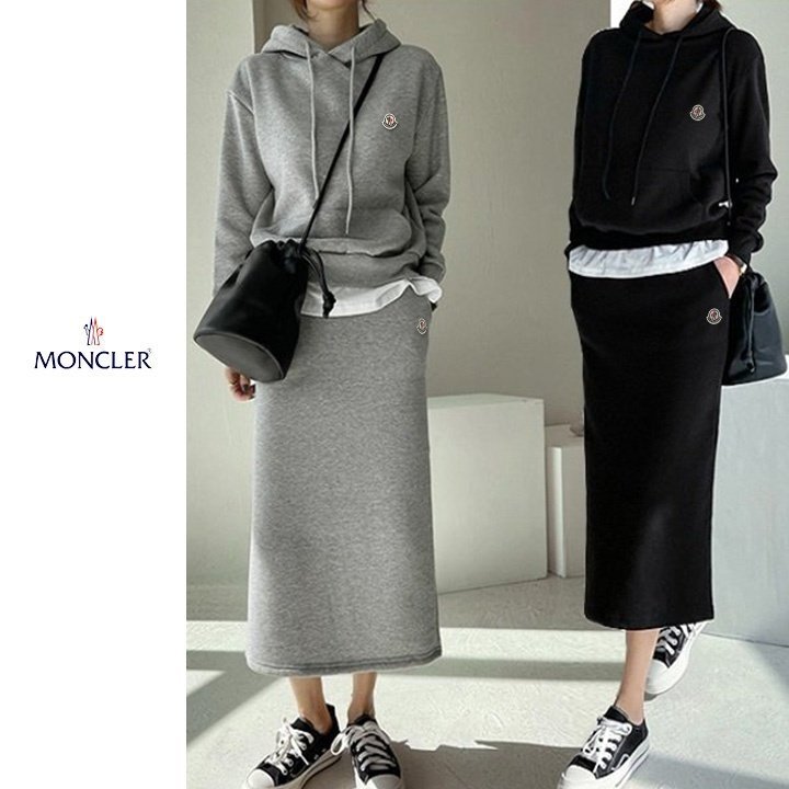 MONCLER 몽클레어 레이어드 후드 치마세트